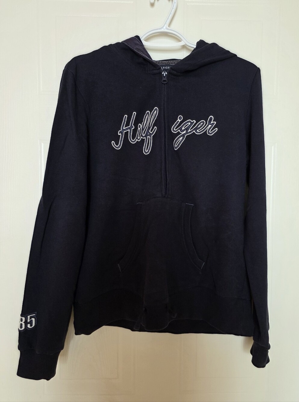 Tommy Hilfiger Dark Blue Quarter Zip Hoodie Sweater Medium